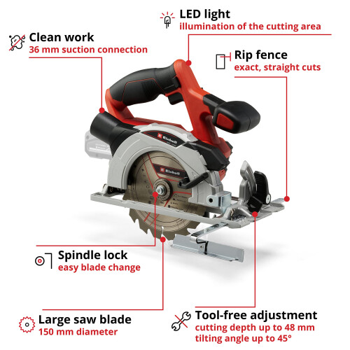 Einhell Einhell Cordless Circular Saw 150mm 18V PXC Without Battery 2