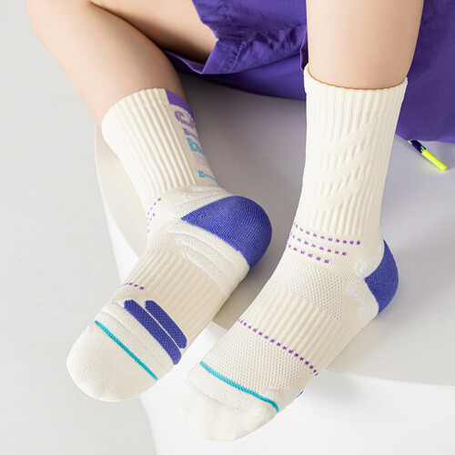 1 Pair Stretchable Athletic Sock Cotton Texture-dark blue 2XL 1