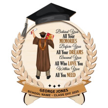 Ornement de remise de diplôme en bois Elainilye avec chapeau, 25 cm