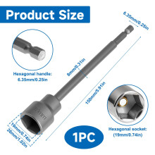 Caravan Leg Winder Drill Attachment 19mm Socket Caravan Corner Steady Drill Adaptor 150mm Stand Jack Extension Socket Adapter Electric Drill Leg Wind