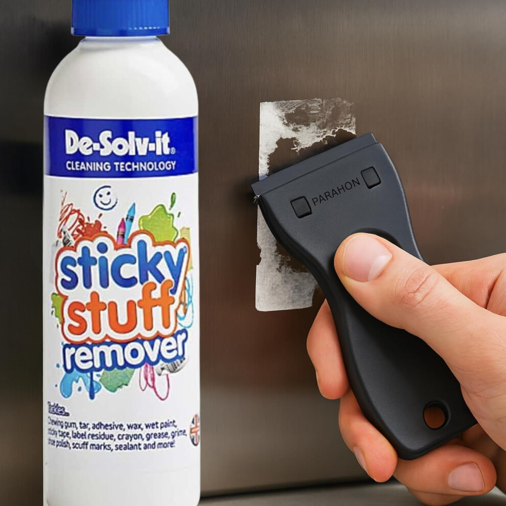 Sticky Stuff Remover With Plastic Scraper & 10 Blades | Adhesive, Label & Sticker Residue Remover | Glass, Ceramic, Plastic, Metal 5051226986536