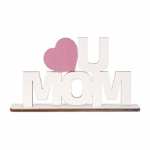 Letrero de madera para mamá con forma de corazón y soporte decorativo