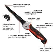 HAUTMEC Folding Jab Saw, Drywall Saw with Holster, 5" Hand Saw with 7TPI Triple-Ground Teeth, Antirust Coating & Non-Slip Rubber Grip
