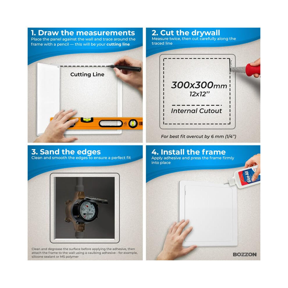 Plastic Access Panel 300X300 Mm Â Paintable Inspection Hatch For Wall & Ceiling Â Fuse Box Cover, Conceals Wires & Pipes 5051226992865