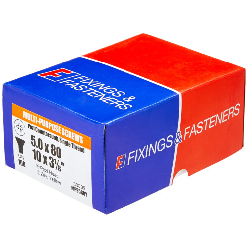 Forgefix ForgeFix Multi-Purpose Single Thread Screws | 5.0 x 80mm | Zinc Yellow Passivated | Box 100 1
