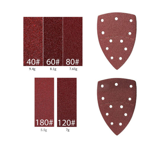 40 Pieces Sanding Pads, 11 Hole Sanding Sheets Hook and Loop 8Pcs Each Assorted 40/60/80/120/180 Grits 2
