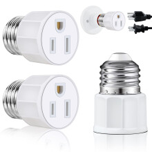 Adapter gniazda żarówki E26/E27 do wtyczki spolaryzowanej, 2 sztuki, biały