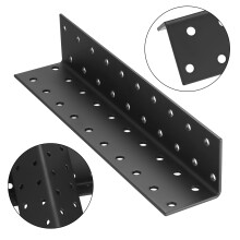4 Pcs Black Metal Angle Brackets for Wood - Corner Brackets for Raised Garden Bed, Fixing Repairing Jointing Furniture Shelves Cabinets, 200x40x40mm