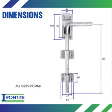 IRONTITE Galvanised Gate Drop Bolt, Heavy Duty Gate Drop Bolts for Wooden Gates, Surface Mounted Gate Bolt Ideal for Garage Doors and Gates, 300mm