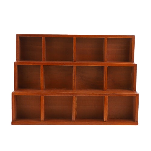 Wood Desktop Display Shelf – Compact Multi-Grid Storage