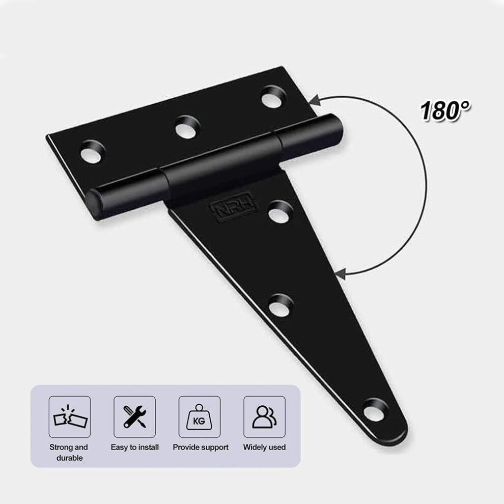 Crozgan 3Pcs Garden Gate Hinges,12In/300Mm Heavy Duty Gate Hinges, Black Garden Gate Shed Metal T Strap Tee Hinges With Screw For Wooden Shed Gates 5051226977497