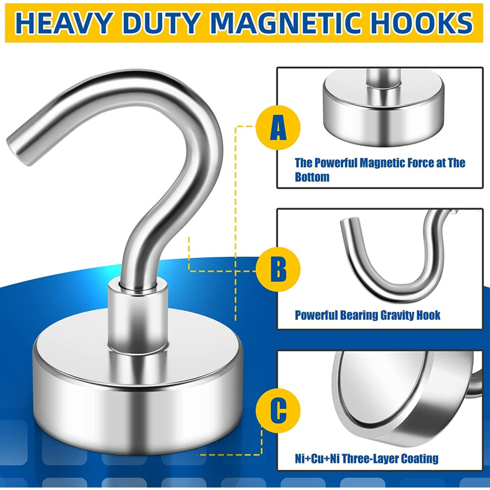 Findmag Magnetic Hooks For Cruise Cabins,14Kg Neodymium Magnetic Hook For Fridge, Magnet Hooks For Motorhome,Campervan,Van And Clothes Hanging 5051226990007