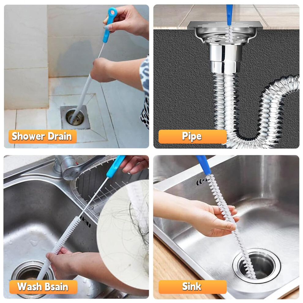 Drain Unblocker Cleaner Brush Tool - 4Pcs Shower Drain Unblocker Gunk Remover Kitchen Sink Unblocker Tool, Plug Hole Unblocker Bathroom Hair Unblocke 9501222738029