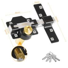 JVSURF Long Throw Gate Lock, Double Sides, 70mm, Stainless Steel, for Wooden Garden Door/Gate, 5 Keys