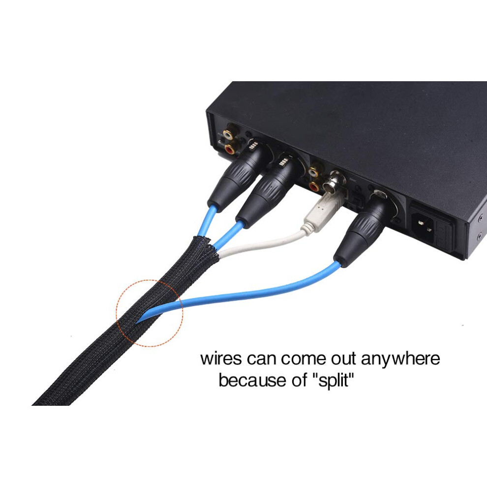 Alex Tech 25Ft - 1/2 Inch Cord Protector Wire Loom Tubing Cable Sleeve Split Sleeving For Usb Cable Power Cord Audio Video Cable 5051226981609