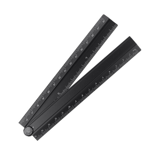 sourcing map Folding Straight Ruler 30cm Metric with Angle Line Black 2