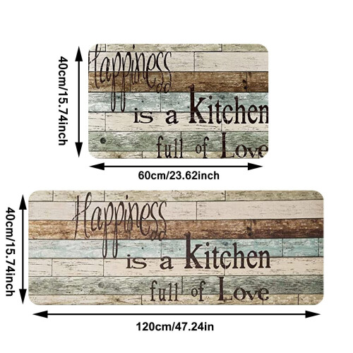 2-Piece Kitchen Rug Set Non-Slip Imitation Linen 2