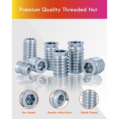 Threaded Inserts for Wood, Gorffy 170Pcs Threaded Insert Nuts, M6/M8/M10 Galvanised Steel Thread Inserts Screw with Box 2