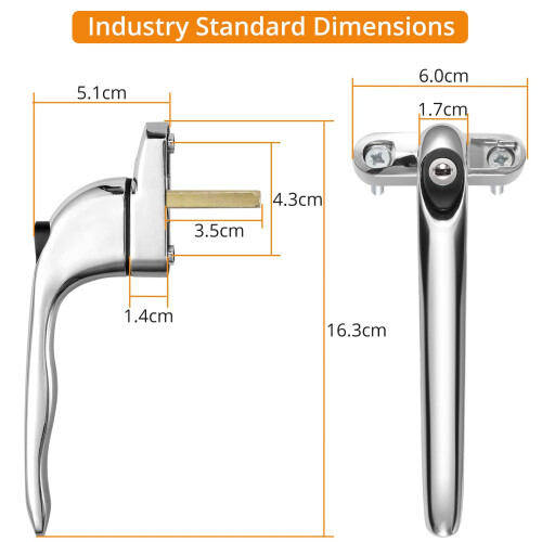 Neoteck Window Handle 2Pcs Inline Window Handle Universal Espag Key Locking Lockable Double Glazing Replacement uPVC Window Handles for All Common 2