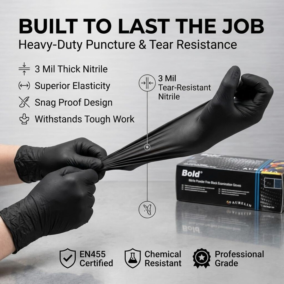 Photos - Safety Equipment UK BEST BRANDS 100 Black Nitrile Disposable Gloves Large Heavy Duty T