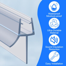 NIAWECAN Shower Door Seal Strip, 2 Pcs Clear Shower Screen Seal Strip for 8-10mm Glass, Adjustable Shower Seal Strip Covers Up to 20mm Gap