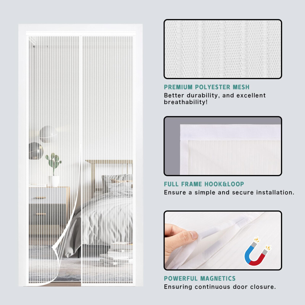 Photos - Other for Repair Magnetic Door Screen, SMALUCK Heavy Duty Fly Door Screen Mesh with Powerful Magnets, Durable Mesh Curtains Keeps Bugs Out, F