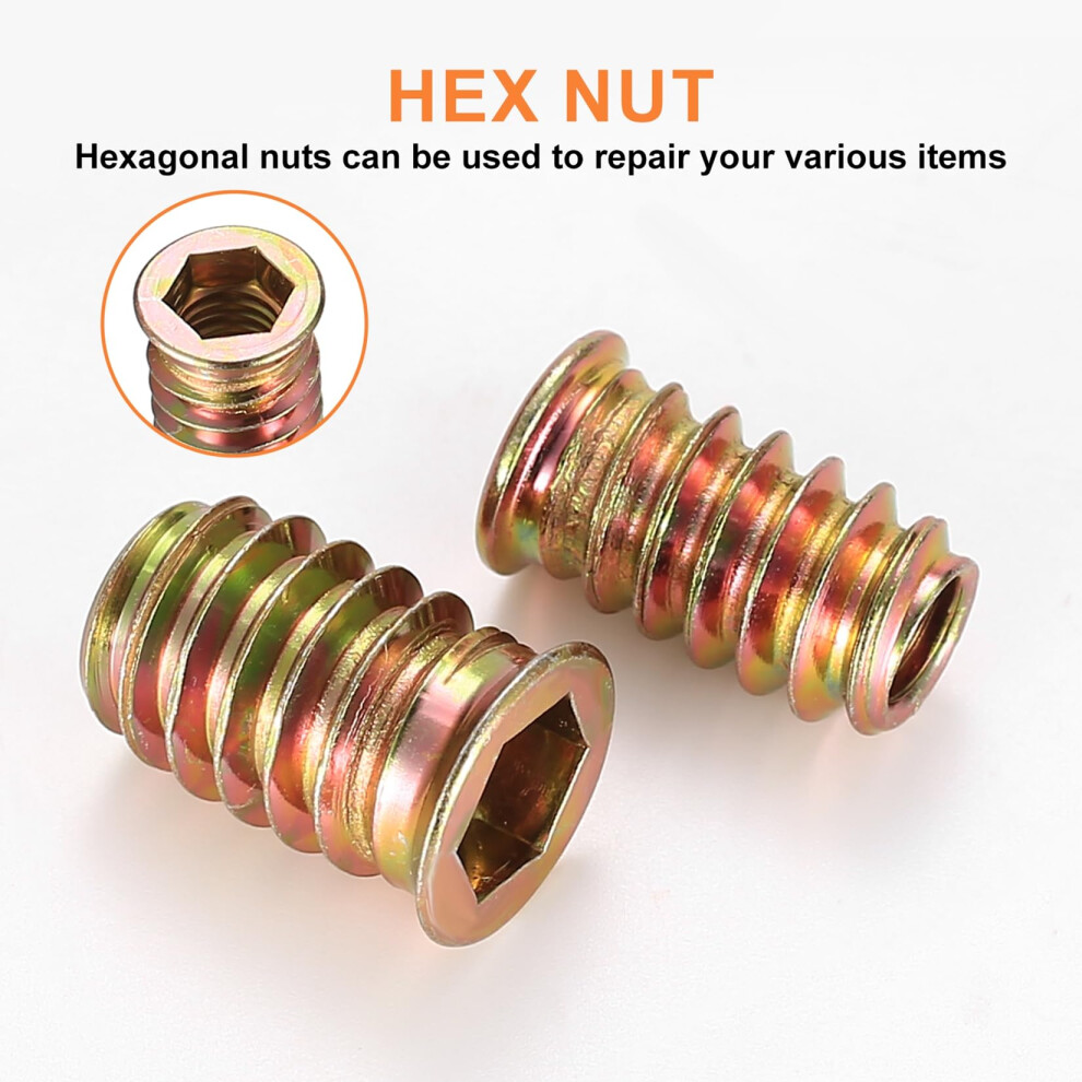 Threaded Inserts For Wood, 155 Pcs Threaded Insert Nuts, M4 M5 M6 M8 Flanged Hex Socket Screw-In Nuts 5051226919800