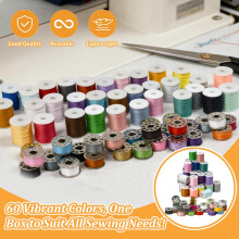 YBCCBY 60 Color Sewing Thread Set, Spool Polyester Thread Kit DIY Embroidery Thread Assortment Polyester Sewing Threads Sewing Bobbins Travel Kit for