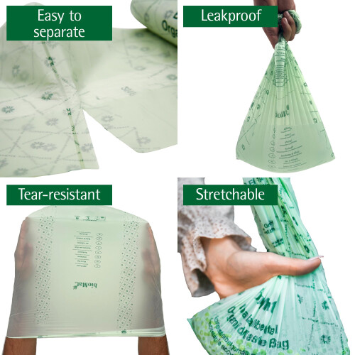 bioMat Compostable 30 Litre Kitchen Caddy Liners, 50 Refuse Sacks, EN 2