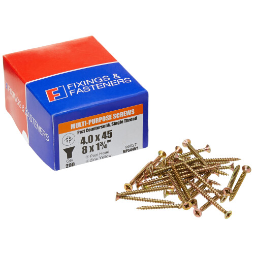 Forgefix ForgeFix Multi-Purpose Single Thread Screws | 4.0 x 45mm | Zinc Yellow Passivated | Box 200 2