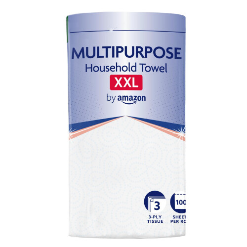 by Amazon Multipurpose Kitchen Roll, 3-Ply, XXL Household Towel, 12 Rolls (Pack 2