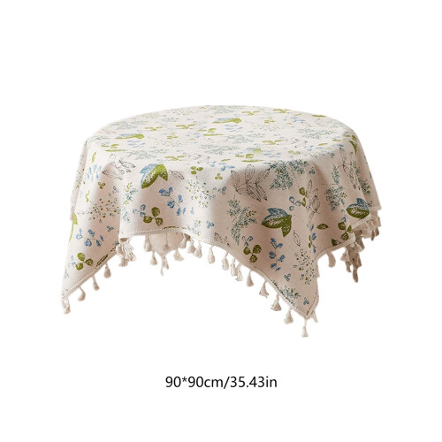 Floral Cotton-Linen Tablecloth 90x90cm 2