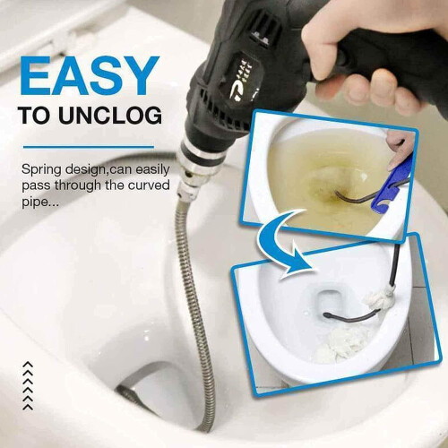 Spring Sewer Dredging Tool, Clog Remover Snake Drain with Drill Adapter, Spring Pipe Dredging Tools Drain Hose Cleaner Sticks Cleaner