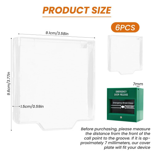Hinged Call Point Cover 6 Pack Clear Plastic Fire Alarm Protective Cov