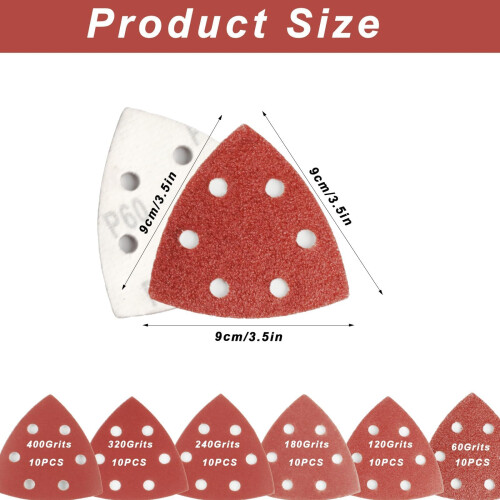60 Pcs Mouse Sanding Pads, Multi Tool Sanding Pads for Mouse Sander Pads, Hook and Loop Sanding Sheets 1