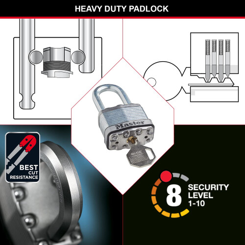 Master Lock MASTER LOCK 72EURD  M1EURDLFCC 45 m Double Loop Steel Cable  Key Lamin 1