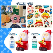 Air Dry Clay Glaze - Upgraded Polymer Clay Glaze, 2 x 100ml Ultra Gloss and Matte Finish Varnish Pottery Glaze, Clay Sealant to Prevent Scratches