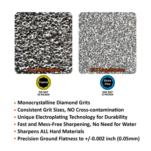 SHARPAL 162N Diamond Whetstone Knife Sharpener with Storage Base | 2 Side Grit Coarse 325 / Extra Fine 1200 | Diamond Sharpening Stone 2