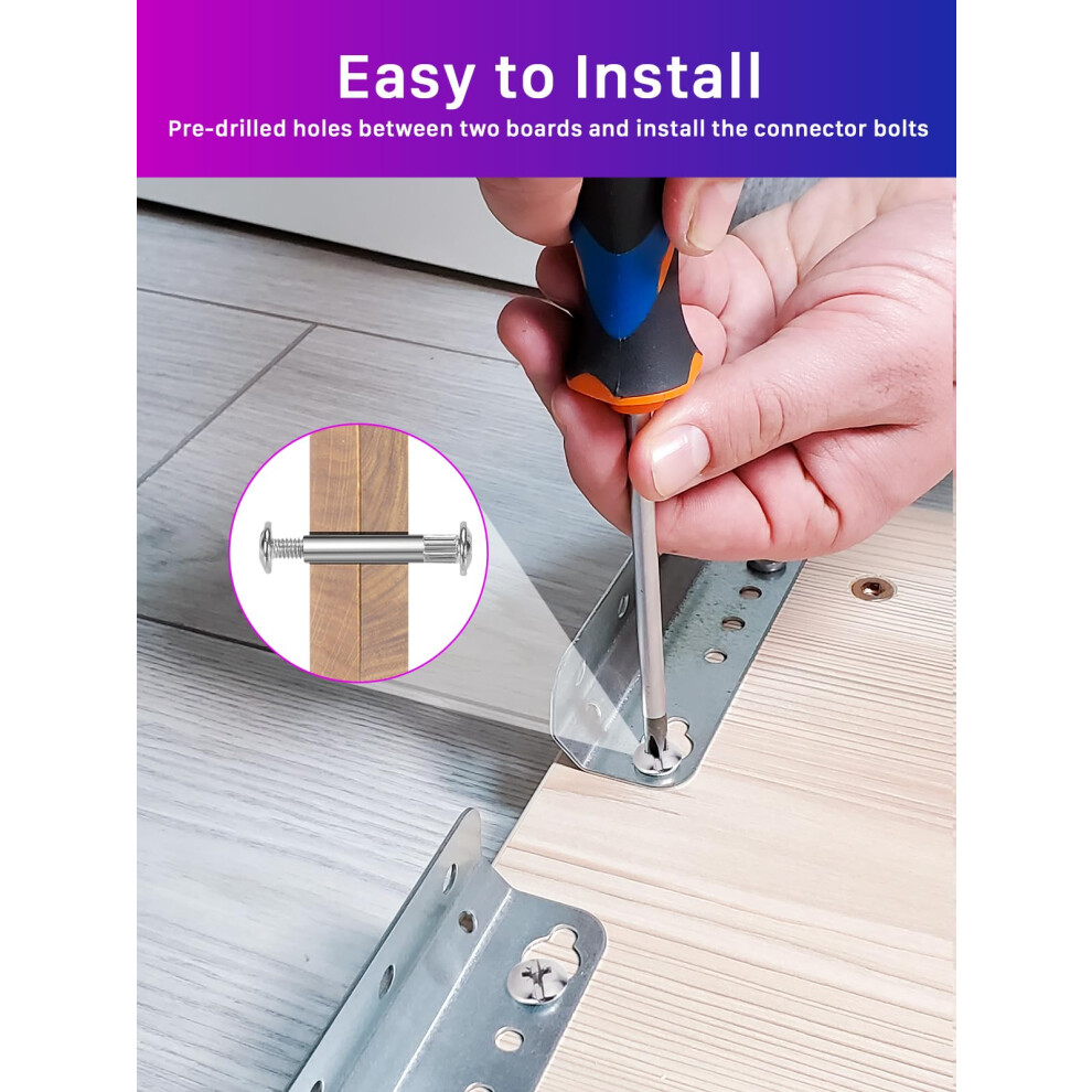 160Pcs M4 Cupboard Joining Bolts, Anvinku 31-40Mm Cabinet Connectors (80Pcs Binding Screws & 80Pcs Connecting Sleeves) 5051226972492