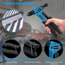 eSynic Rivnut Tool Professional Rivet Nut Gun 8 Inch Rivet Nut Tool Set Hand Rivnut Tool Kit Durable Rivnut Gun with 100pcs M3 M4 M5 M6 Rivet Nut Too