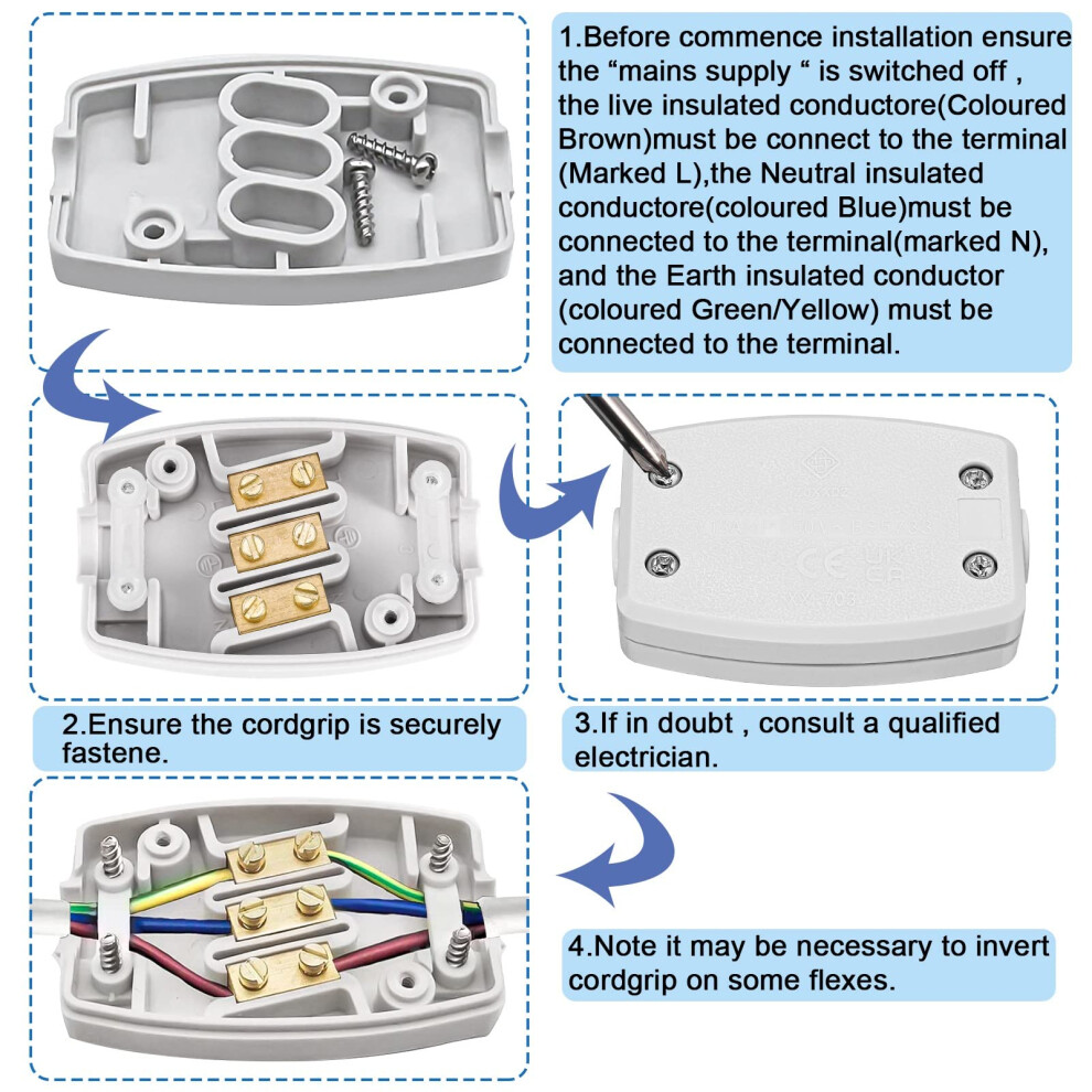 Photos - Other Electrical Equipment 2 Pcs 3 Terminal Electrical Junction Box 13amp 250v Flex Connector 3 C