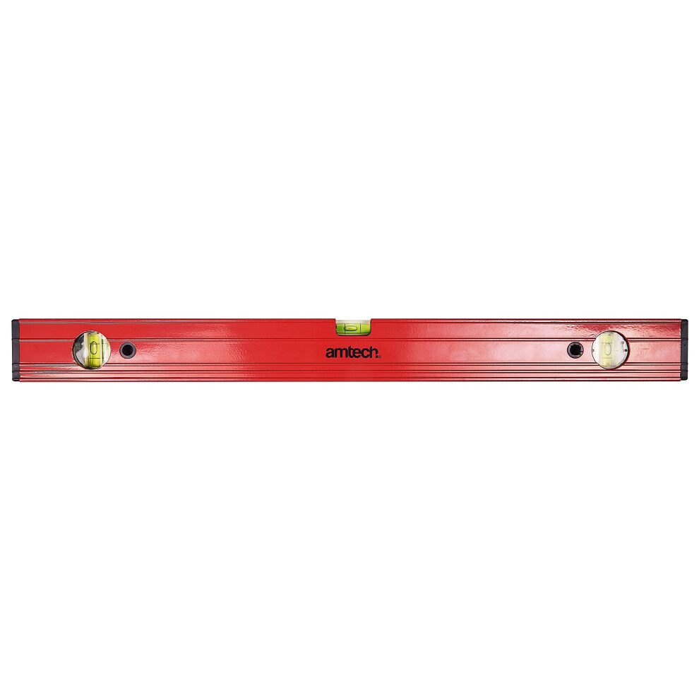 Amtech - Ribbed Spirit Level, Heavy-Duty Aluminium With Milled Faces, Two Vertical & One Horizontal Vial, For General Installation, 600 Mm / 24 In 5051226971099