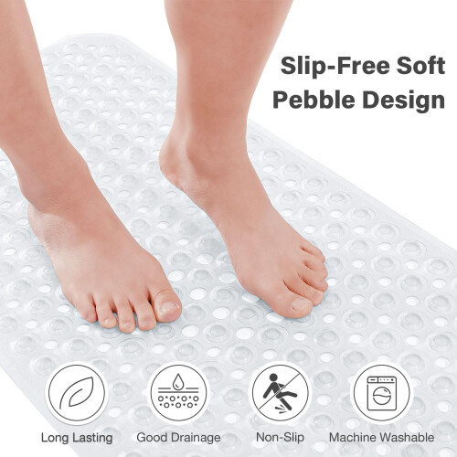 Smiry Non Slip Bath Mat with 300 Strong Suction Cups, 100x40cm 1