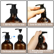 benlidoner 4 Pack Amber Soap Dispenser 500ml Liquid Soap Dispenser Refillable Hand and Dish Soap Dispenser for Kitchen & Bathroom Plastic Pump Bottle