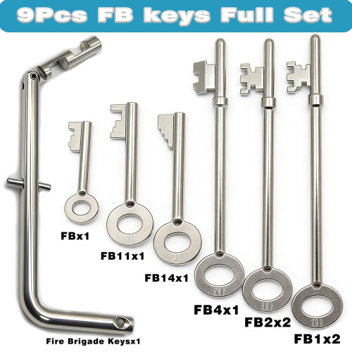 Fire Brigade Keys Full Set 9Pcs with FB1 FB2 FB4 FB11 FB14 Universal F