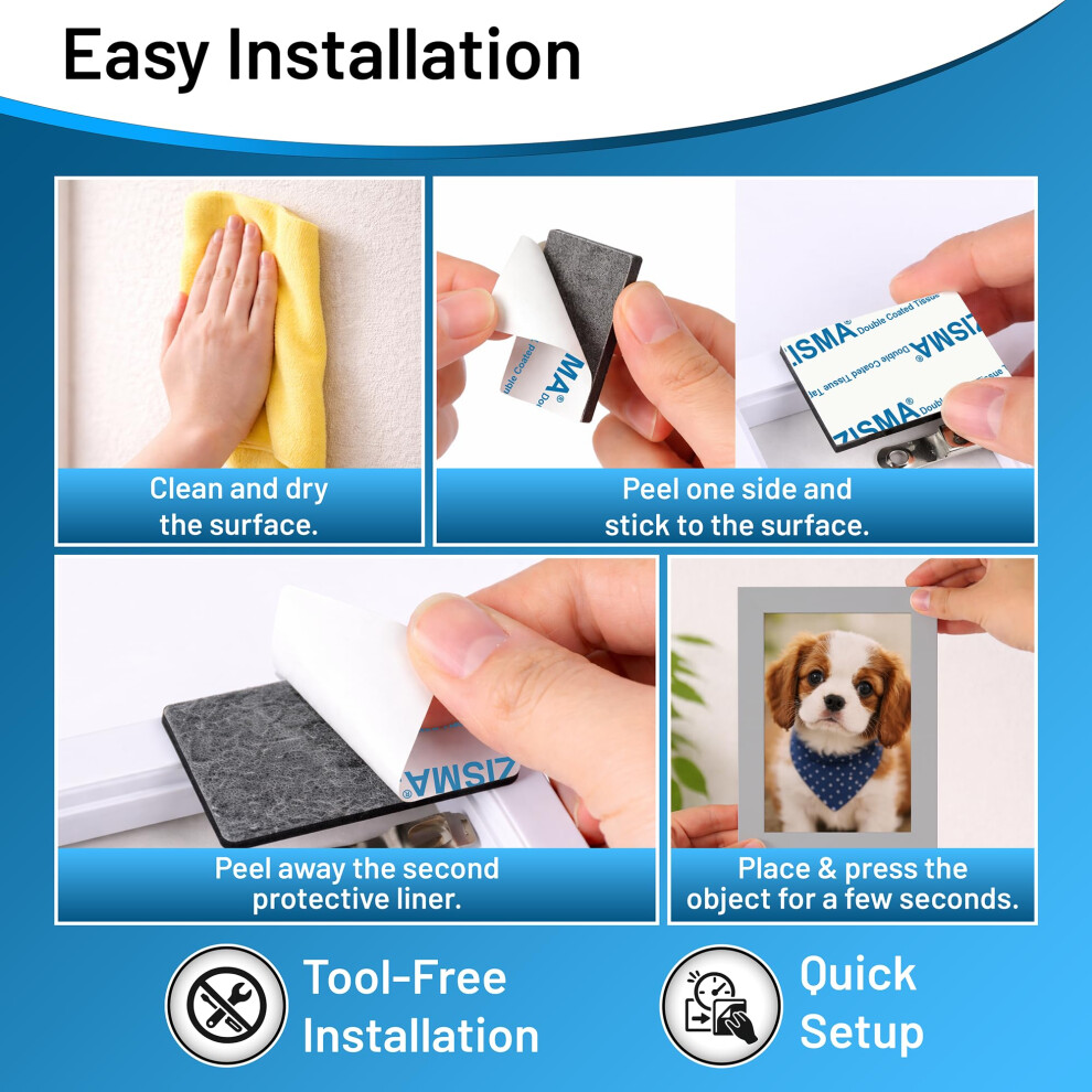 Zisma Double Sided Sticky Pads 50 Pcs Heavy Duty Strong Mounting Adhesive Foam Pads Adhesive Waterproof Double Sided Tape Square 5051226972034