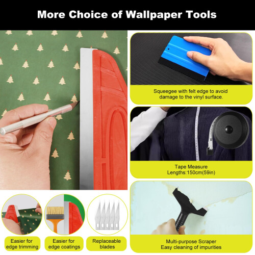 Ysimple 13PC Wallpaper Tools, Multi-Function Wallpaper Smoothing Tool with Wallpaper Paste Brush, Squeegee, Seam Roller