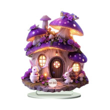 Mushroom House Garden Statue Solar Outdoor Decoration