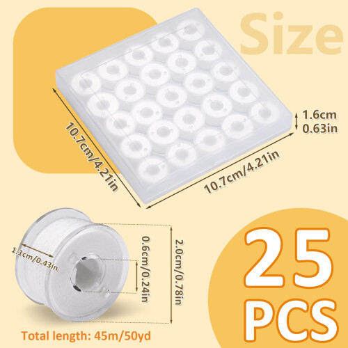 dipeer 25 Pcs Bobbins for Sewing Machine, White Sewing Machine Thread with Bobbin Case 1
