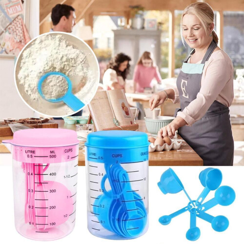 7-Piece Clear Plastic Measuring Cup and Spoon Set 1